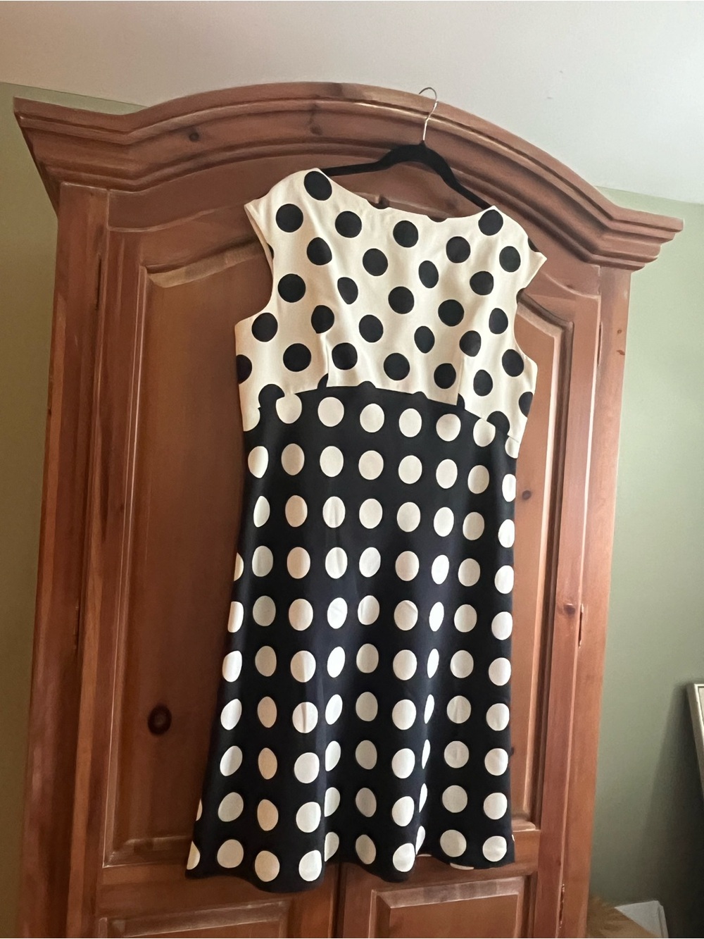 Ellen Tracy Black and White Polka Dot Midi Dress